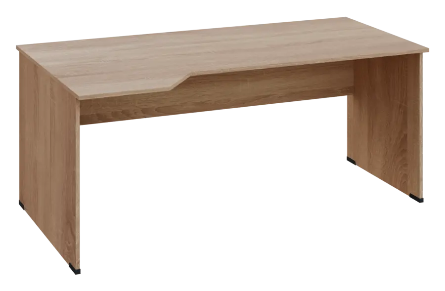 EZL 18 - 184 stůl kancelářský, rohový, levý, dřevěná podnož, deska 18 mm, široký 1800 mm, dub bardolino